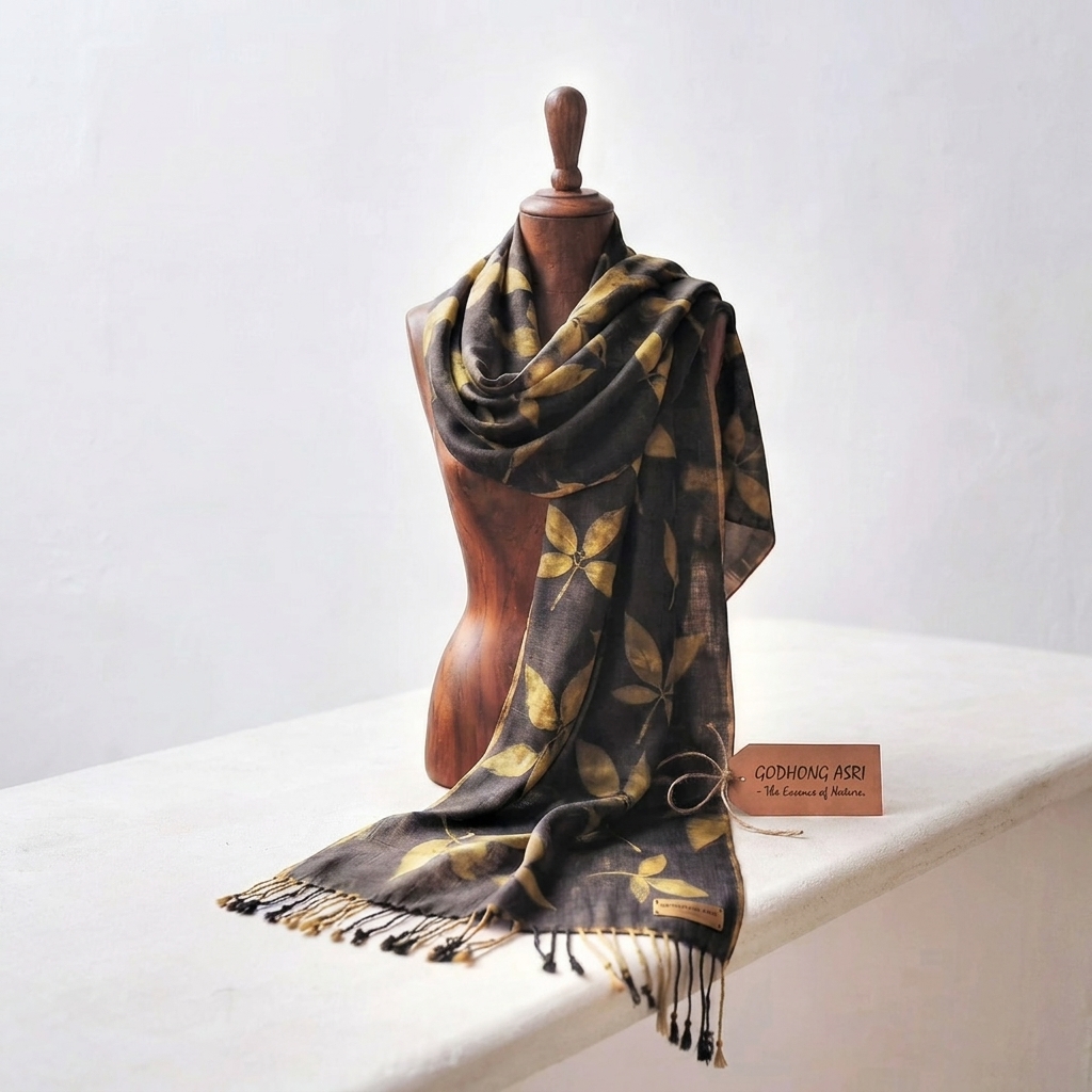 Pashmina tenun rayon ecoprint size 90*200cm