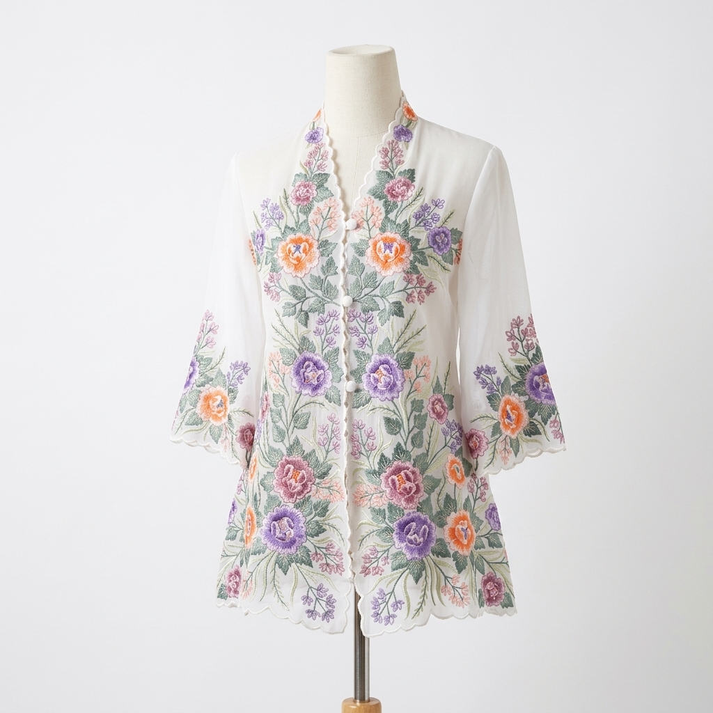 Ariesta Tunik Kebaya Bell-Sleeve White