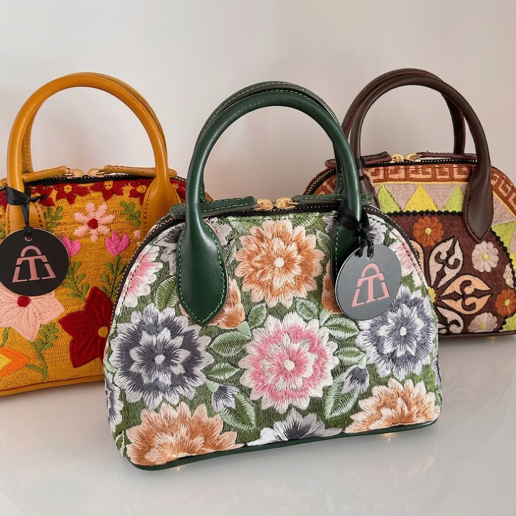 Floral Embroidered Handbag | Signature Embroidered Bag