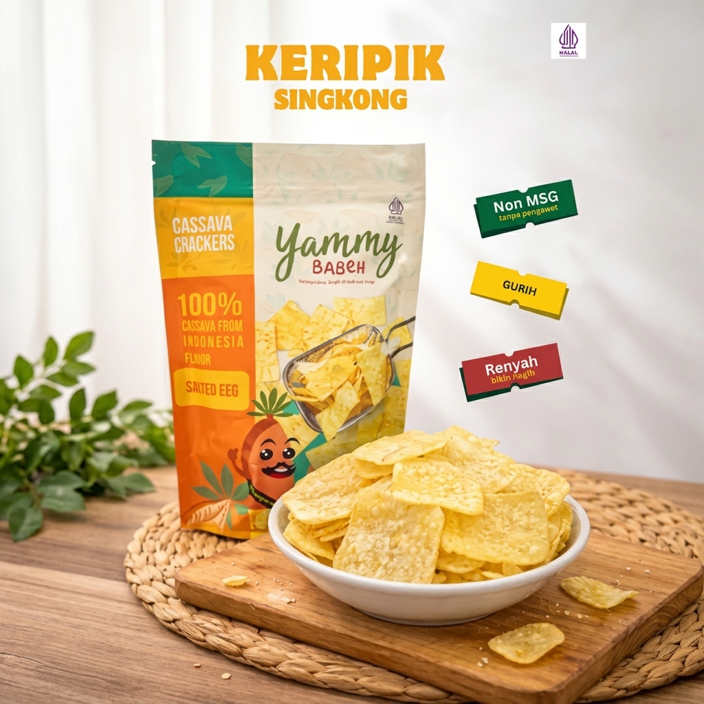 Keripik singkong renyah rasa salted egg