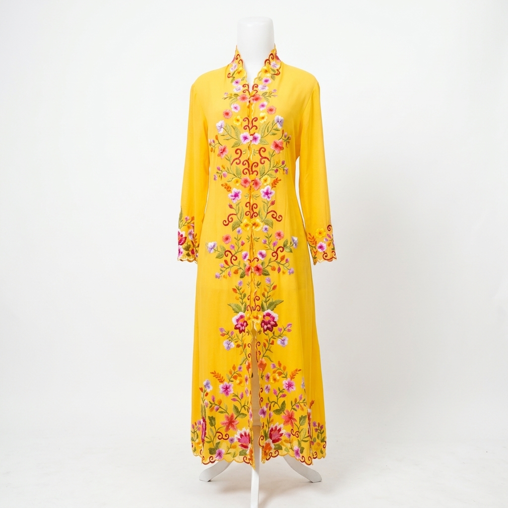 Ariesta Long Outer Kebaya Mustard Flora