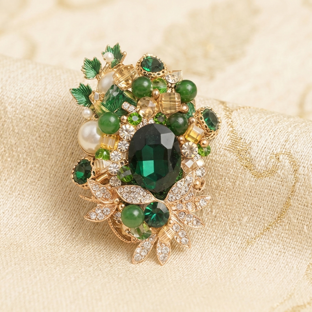 Karancana Ethnic Crystal Brooch