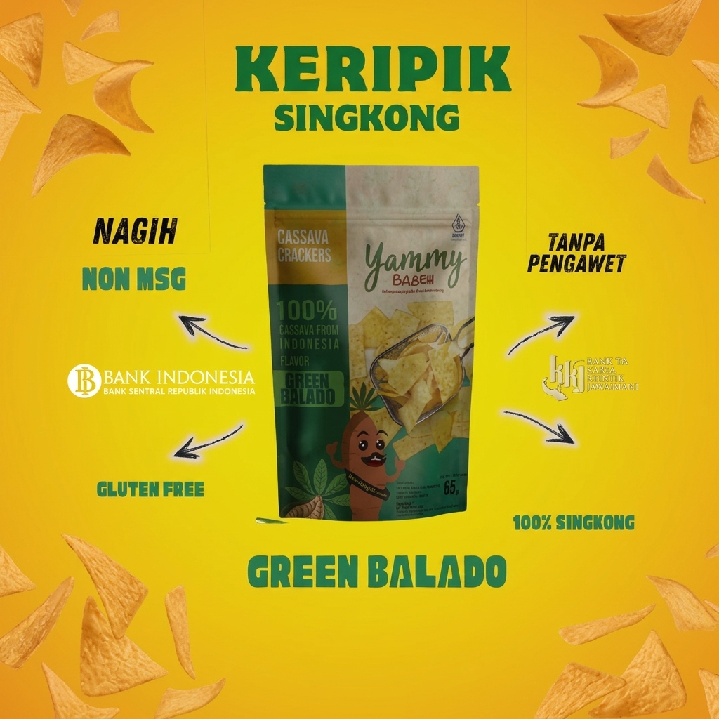 Keripik Singkog Rasa Green Balado Pedas